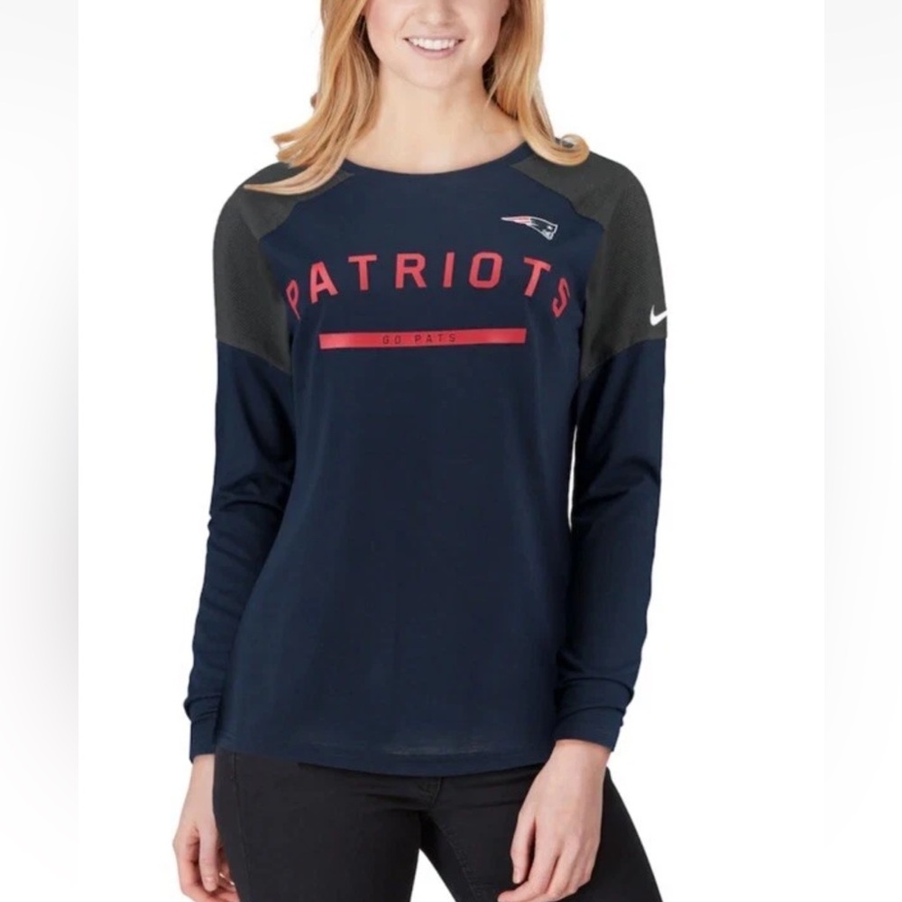 Women S‎ Nike Navy New England Patriots Tailgate Long-Sleeve T-Shirt Top Dri Fit